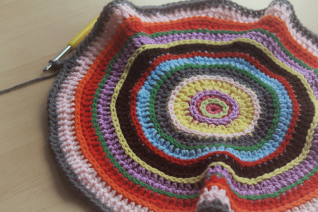 colorful crocheted floor cushion