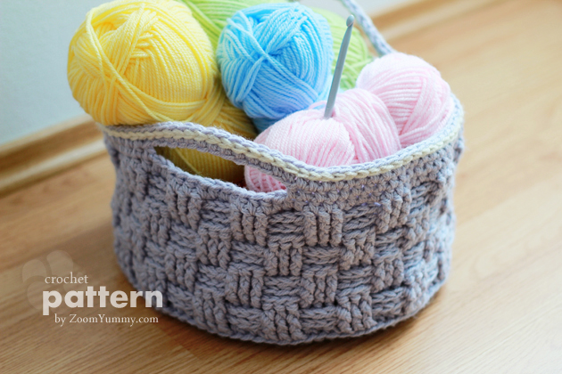 crochet pattern big crochet basket from zoomyummy grey