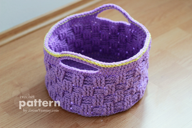 crochet pattern big crochet basket from zoomyummy purple