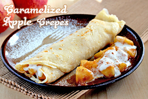 Caramelized Apple Crepes crepes with apple filling recipe with step by step pictures and list of ingredients, crepes recipe, simple crepes, delicious crepes