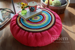 Colorful Crochet Floor Cushion (PATTERN) pattern colorful crochet floor cushion (crochet pouf)
