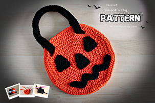 Halloween Trick-or-Treat Bag (PATTERN) Halloween Trick or Treat Bag, Halloween crochet trick or treat bag, Halloween crochet trick or treat bag pattern, how to make Halloween trick or treat bag, trick or treat bag pattern, Halloween pdf pattern, Halloween trick or treat pdf pattern