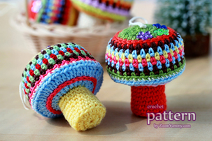 Happy Crochet Mushroom Ornaments (PATTERN) crochet mushroom ornaments pattern