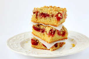 Rhubarb and Cherry Crumb Bars rhubarb and cherry crumb cake recipe with step by step pictures, pictures, images, instructions, ingredients