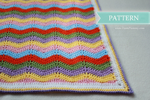 Crochet Ripple Blanket (PATTERN) colorful crochet ripple blanket