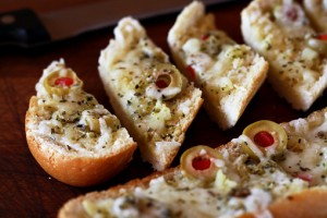 Garlic Cheese Bread garlic cheese bread with olives recipe with step by step pictures, recipe, ingredients, pictures, images