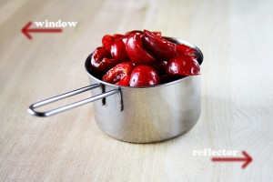 How to Kill the Shadow (Homemade Reflector) how to eliminate the shadow in pictures with Photoshop tutorial with images, photography tips and tricks, food photography, food styling