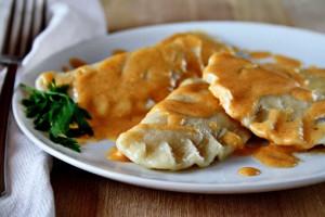 Pierogi with Chive Filling and Cheese Sauce pierogi with chive filling recipe with step by step pictures, ingredients, pictures, recipe, images