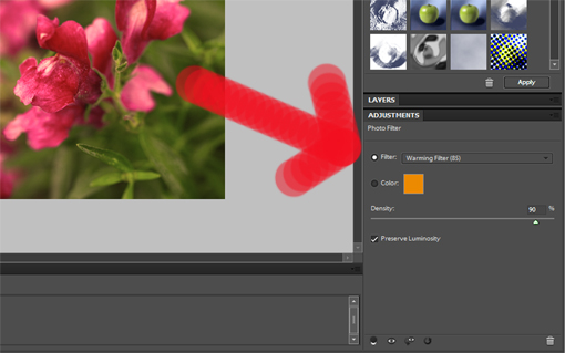 adjusting-color-filter how to use photo filter in Photoshop step-by-step tutorial