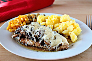 Mushroom and Cheese Chicken mushroom and cheese chicken recipe with step by step pictures, how to make mushroom and cheese chicken, ingredients, pictures, images