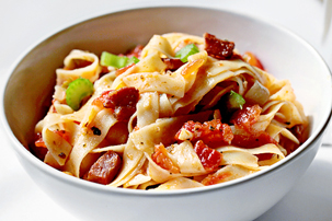 Pasta with Bacon and Tomato Sauce pasta with bacon and tomato sauce, homemade tomato pasta recipe with step by step pictures, ingredients, recipe, pictures, images