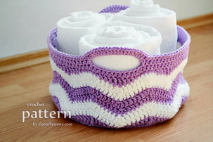 Crochet Ripple Basket (PATTERN) Crochet Ripple Basket